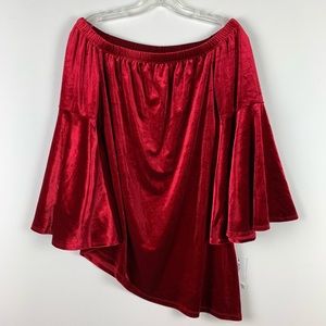 NY Collection red velvet asymmetrical knit top